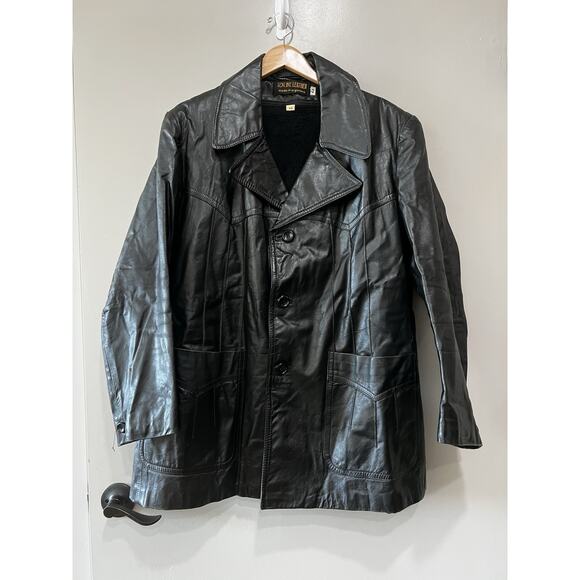 Vtg Men’s 70's Retro western Leather Jacket Size 44 , thermal liner Argentina - Picture 2 of 11